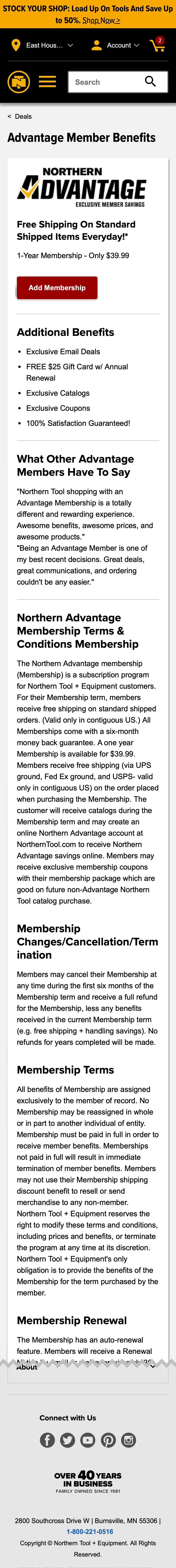 Mobile screenshot of Northern Tool