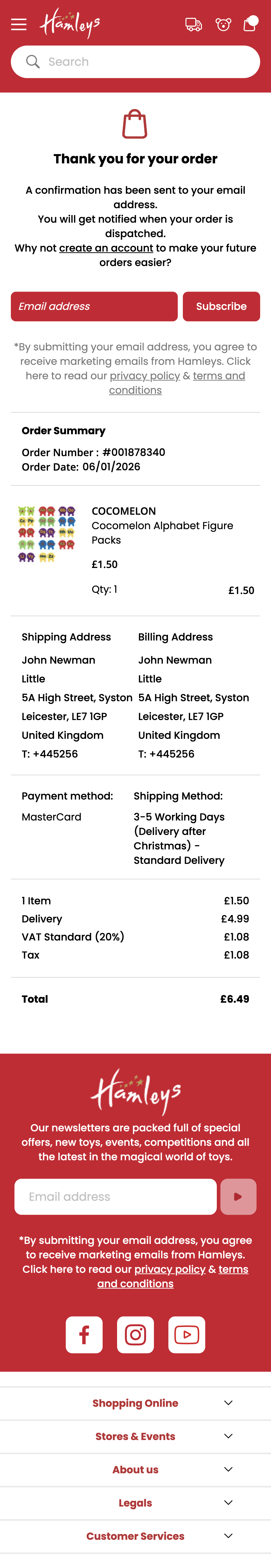 Mobile screenshot of Hamleys
