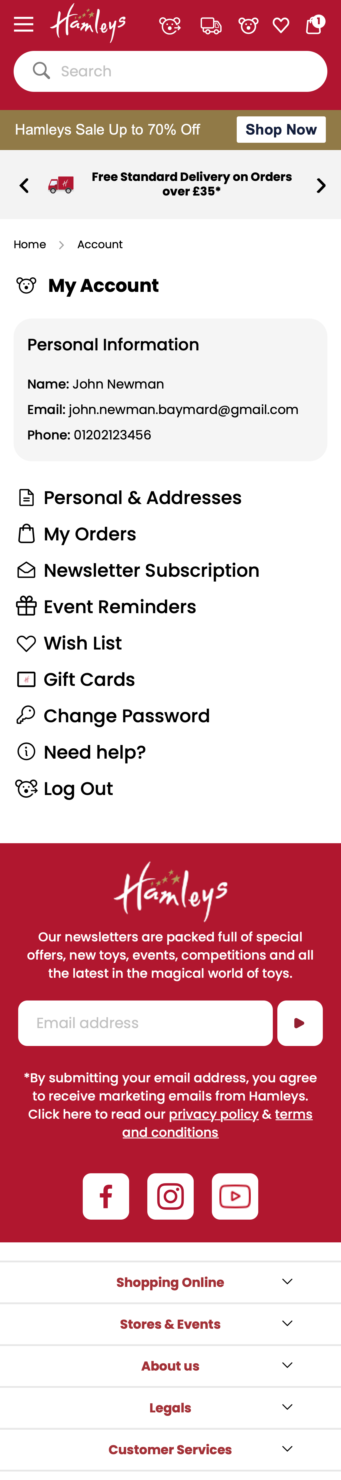 Mobile screenshot of Hamleys
