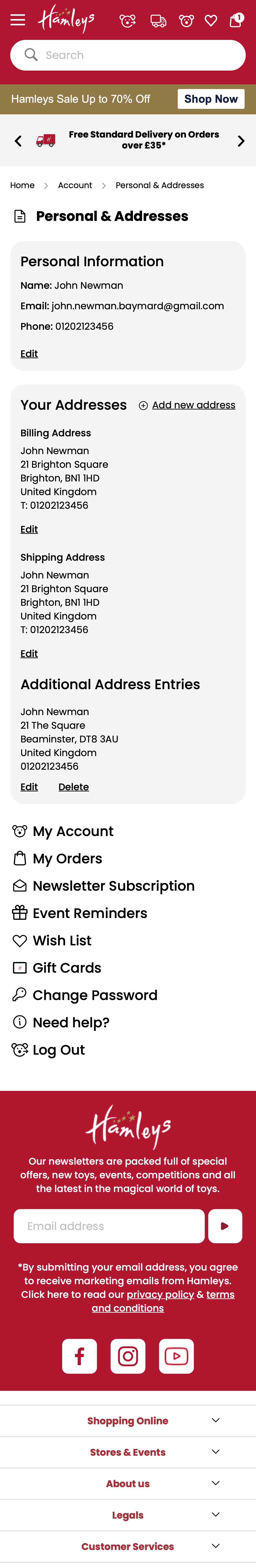 Mobile screenshot of Hamleys