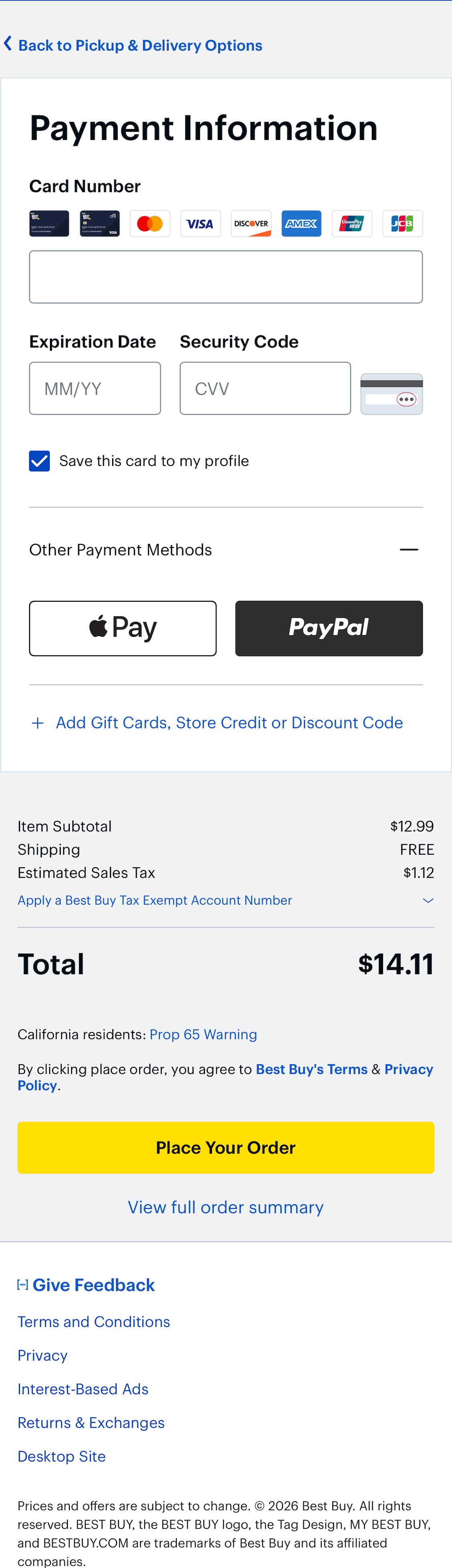 Mobile screenshot of Best Buy