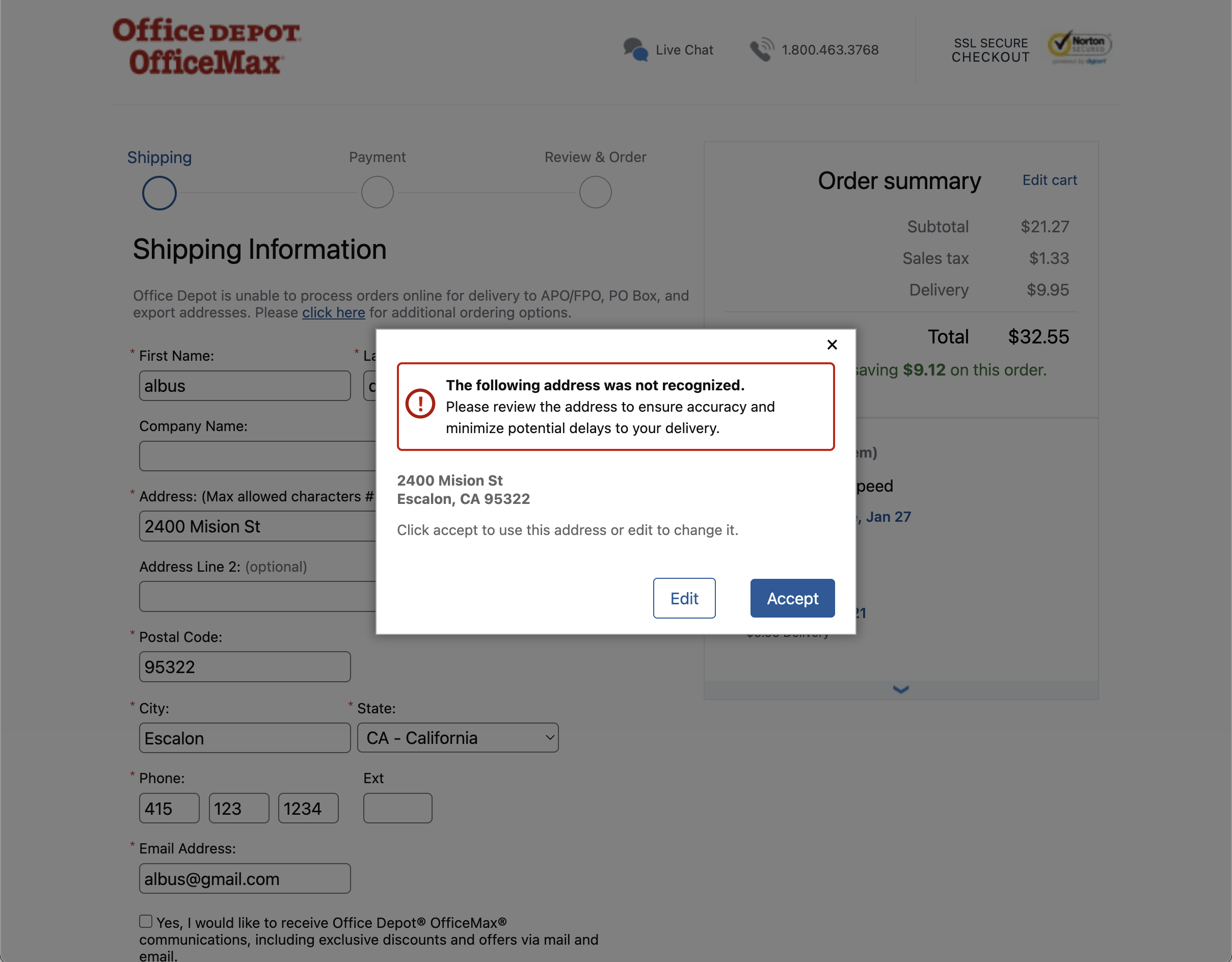 Desktop screenshot of Office Depot