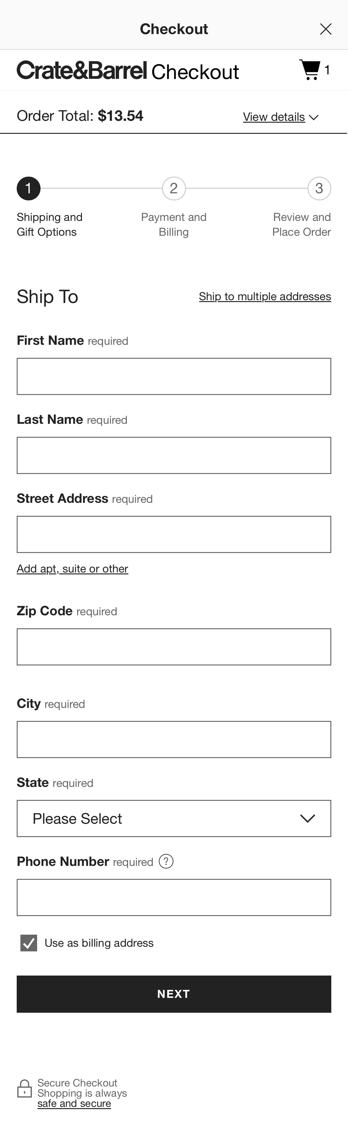 Mobile screenshot of Crate & Barrel