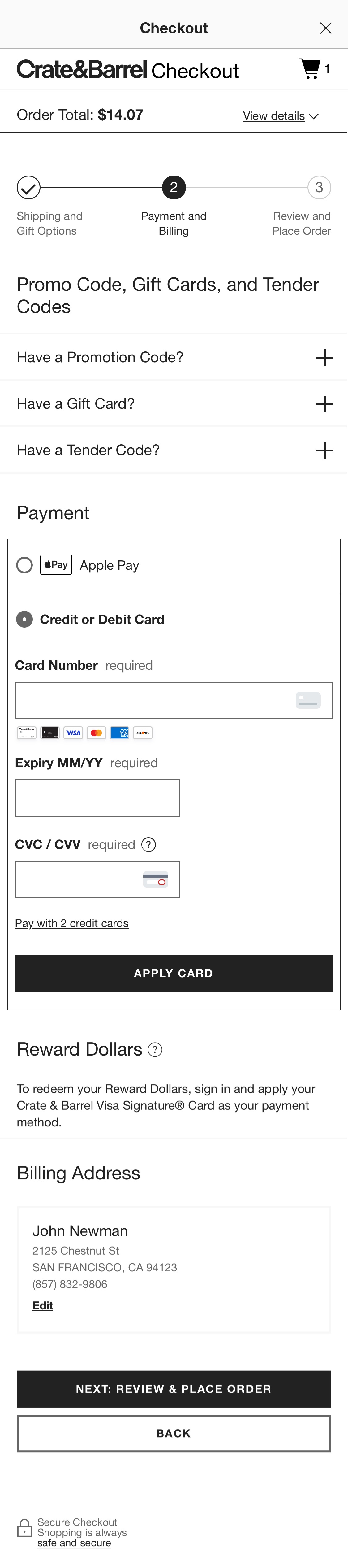 Mobile screenshot of Crate & Barrel
