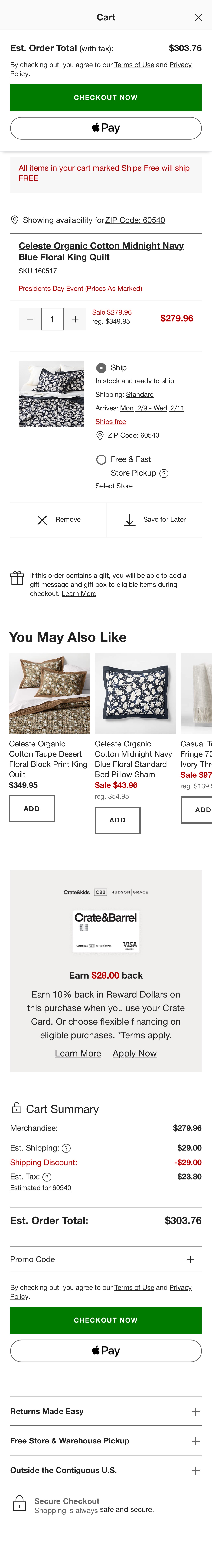 Mobile screenshot of Crate & Barrel