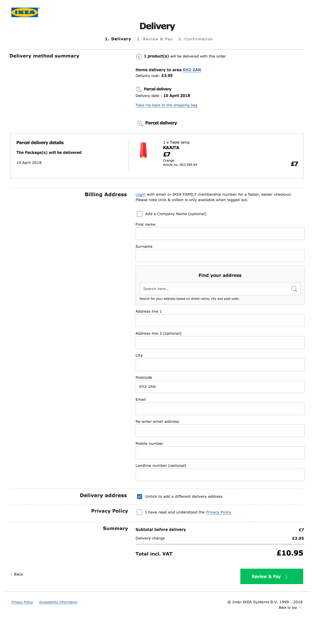 IKEA S Billing Address 426 Of 644 Billing Address Examples Baymard   Ikea Checkout Step 1 Shipping Address Billing Address 