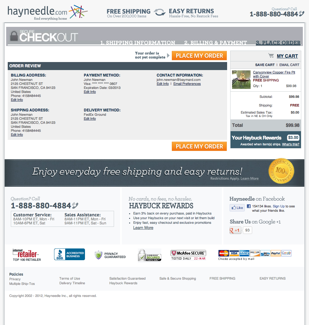 Hayneedle’s Review Order 367 of 520 Review Order Examples Baymard Institute