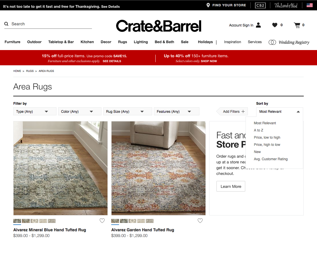 Desktop screenshot of Crate & Barrel