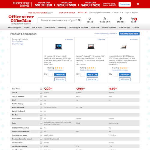 72 ‘Comparison Tool’ Design Examples – Baymard Institute