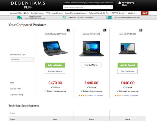 Desktop screenshot of Debenhams