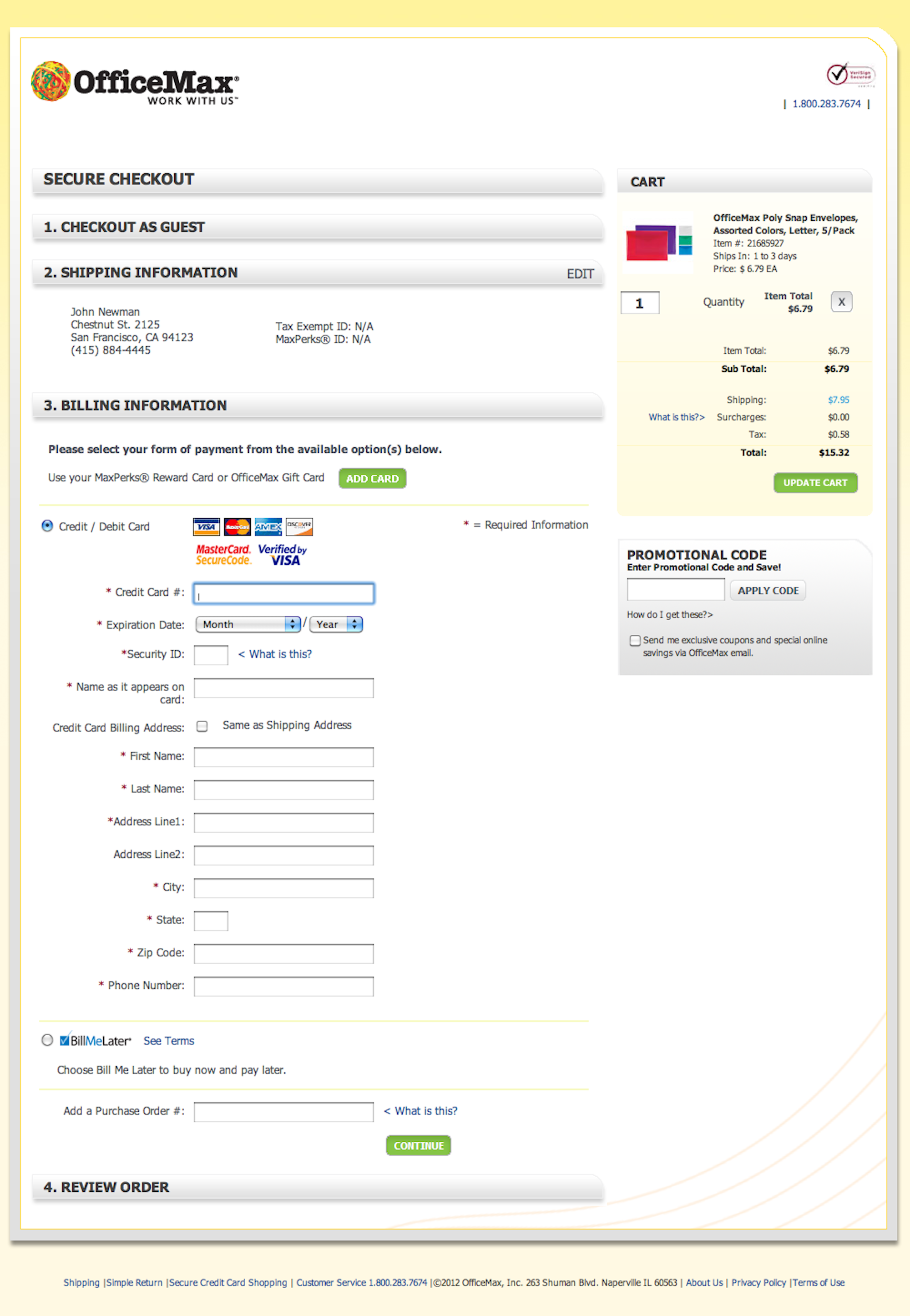 OfficeMax’s Payment – 1001 of 1031 Payment Examples – Baymard Institute