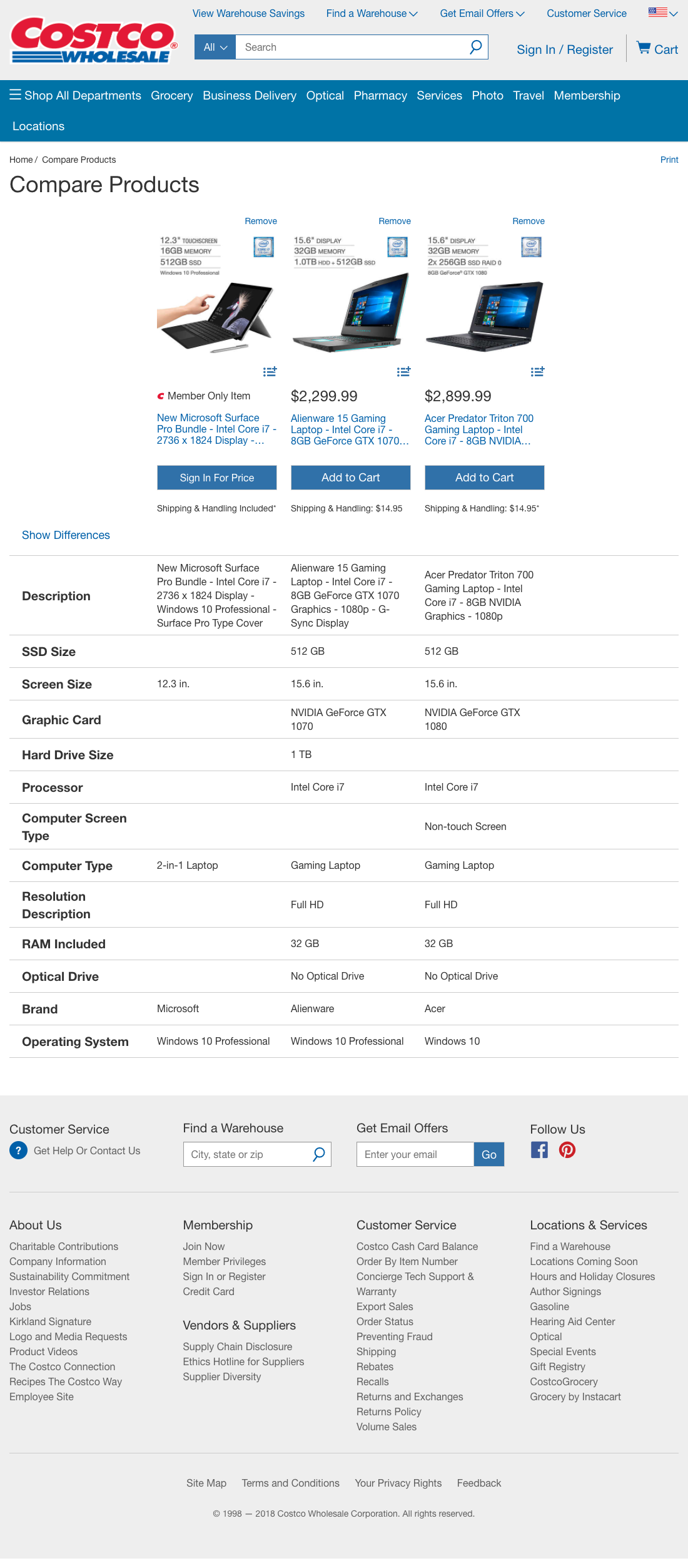 Desktop screenshot of Costco