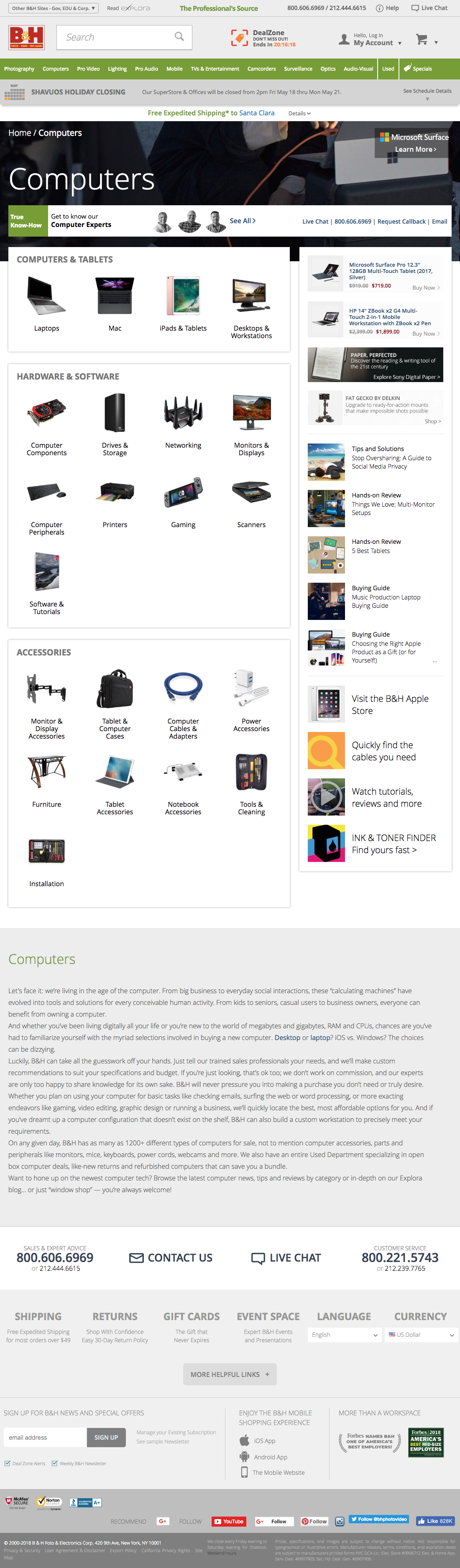 Desktop screenshot of B&H Photo