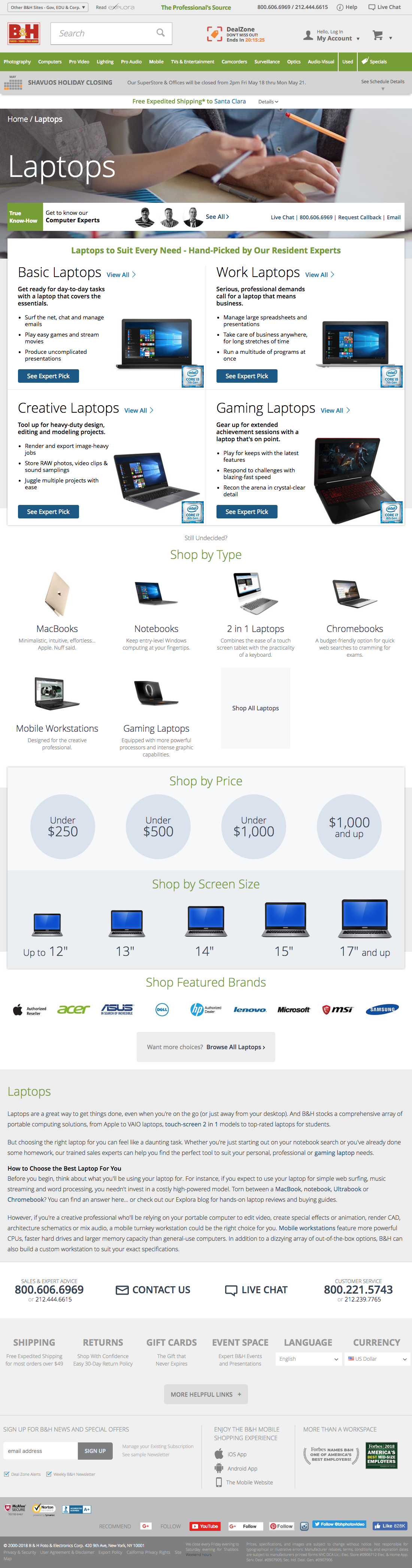 Desktop screenshot of B&H Photo