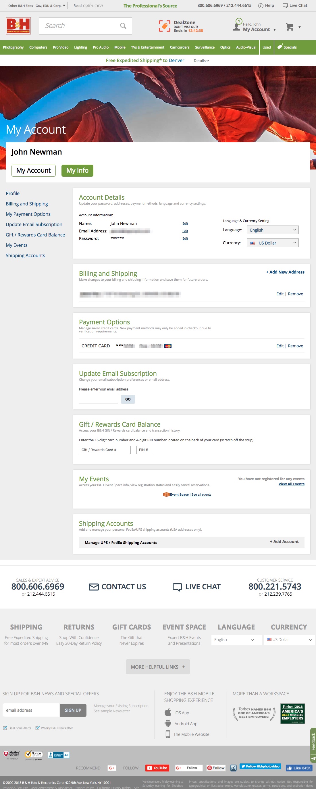 Desktop screenshot of B&H Photo