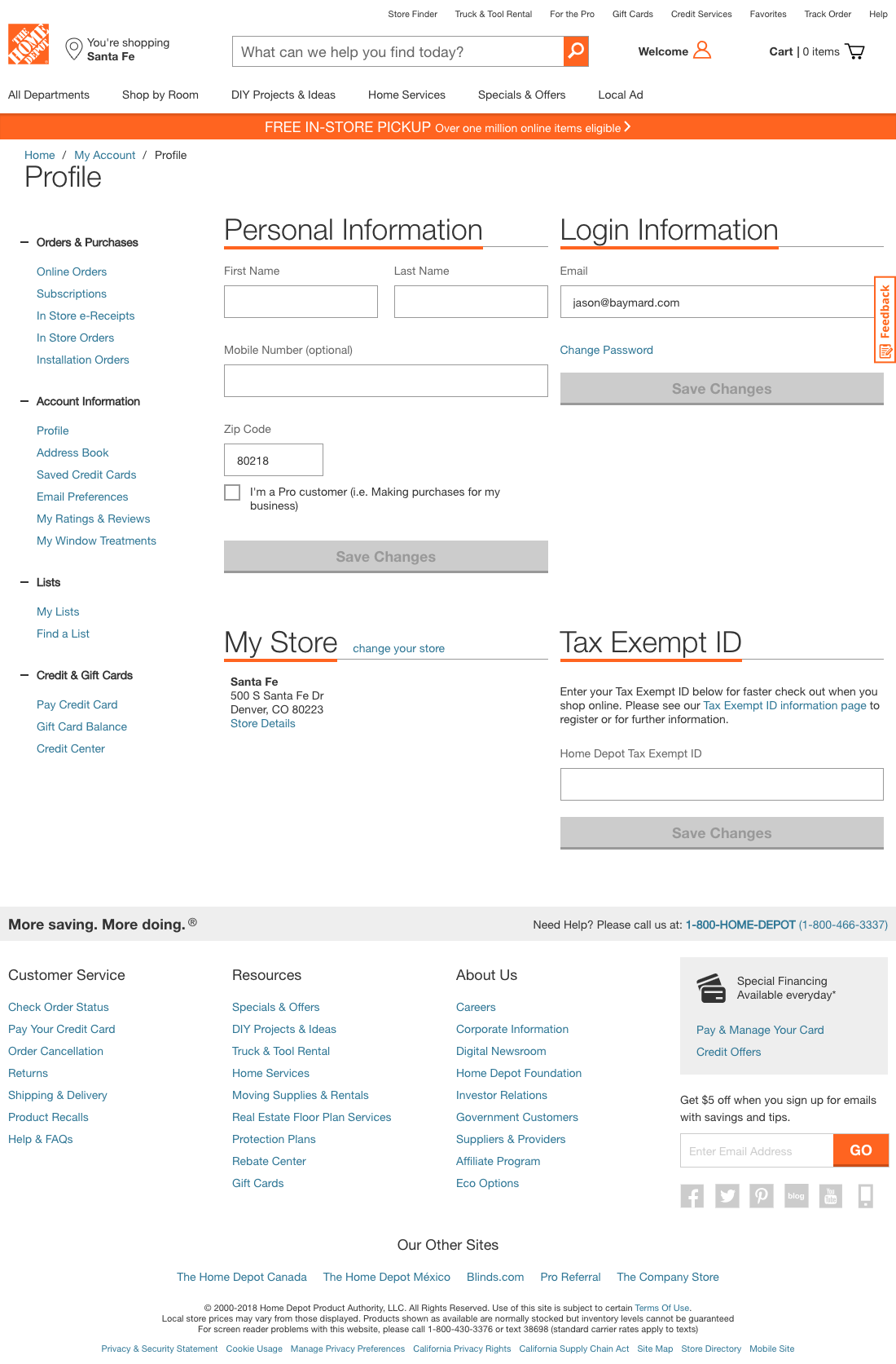 Desktop screenshot of Home Depot