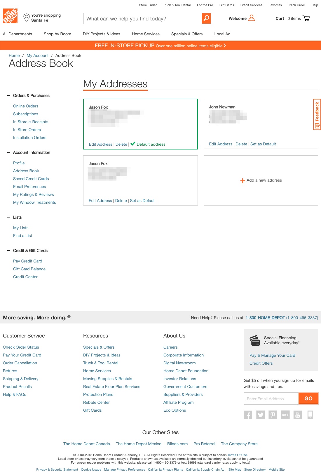 Home Depot’s Address Book 345 of 361 Address Book Examples Baymard