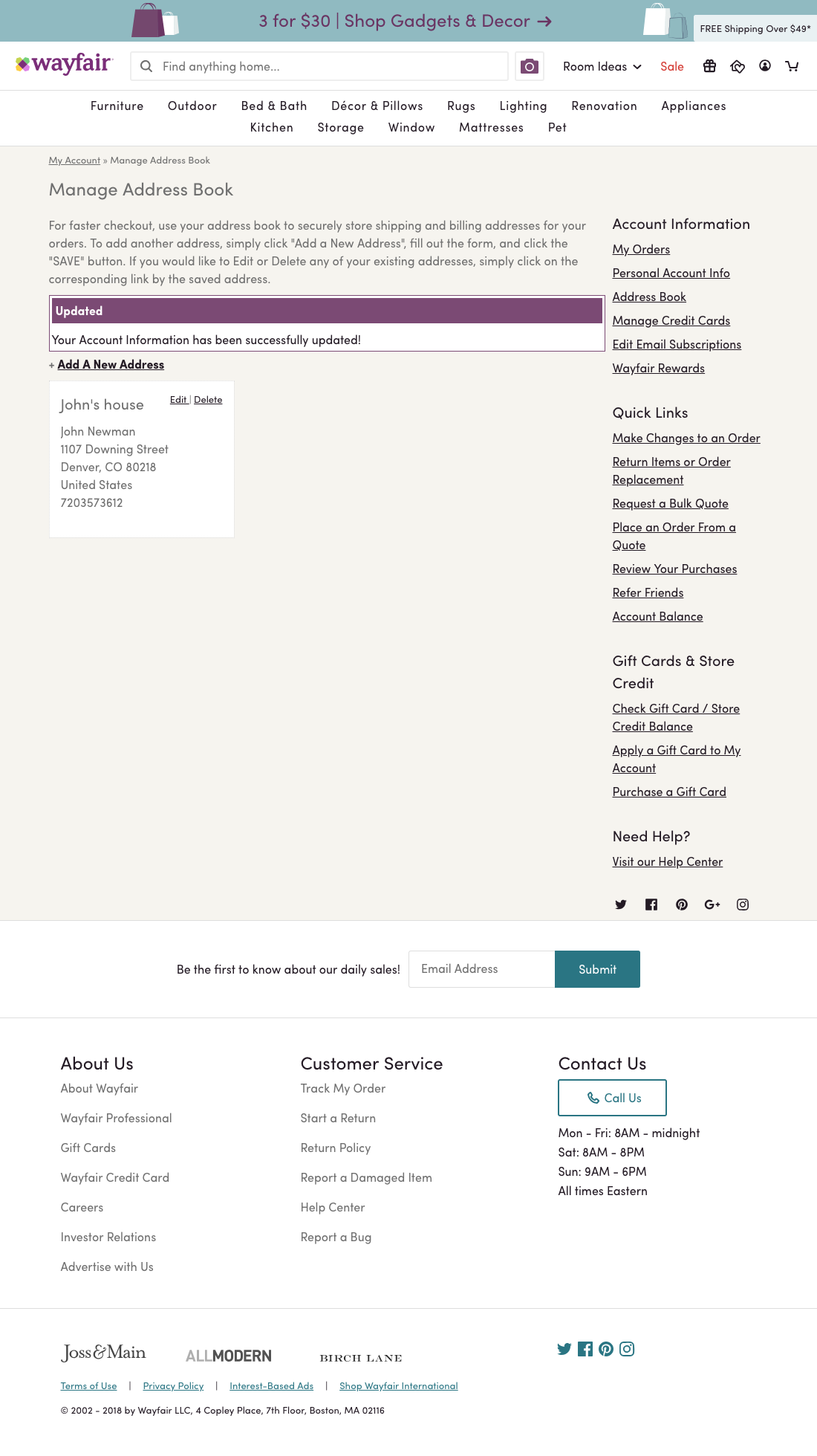 Wayfair’s Address Book 362 of 377 Address Book Examples Baymard