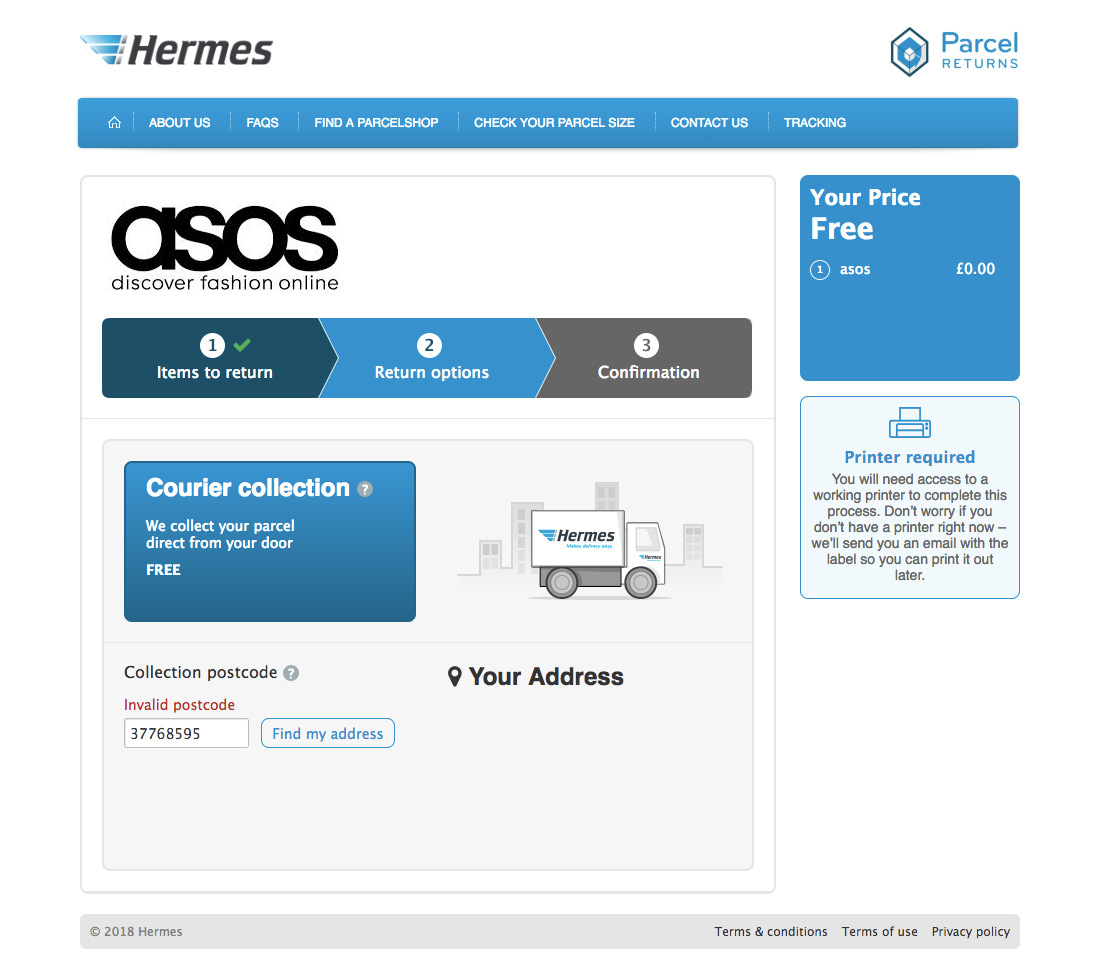 ASOS’ Order Returns 83 of 130 Order Returns Examples Baymard Institute