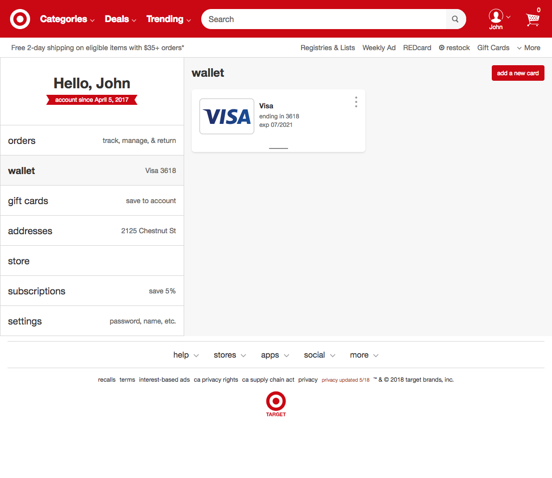 Target’s Stored Credit Cards 186 of 214 Stored Credit Cards Examples