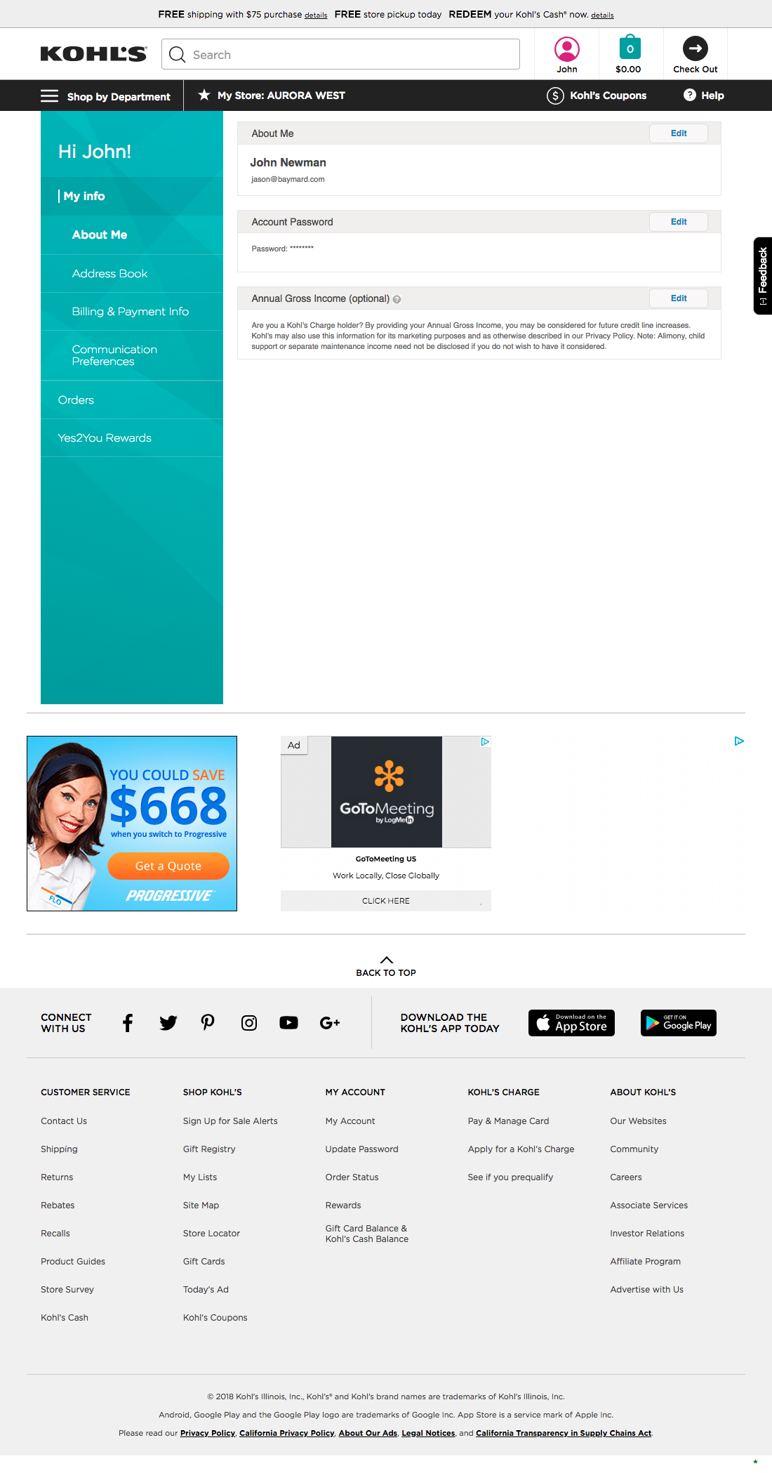 Kohl’s Account Dashboard 437 of 452 Account Dashboard Examples Baymard Institute