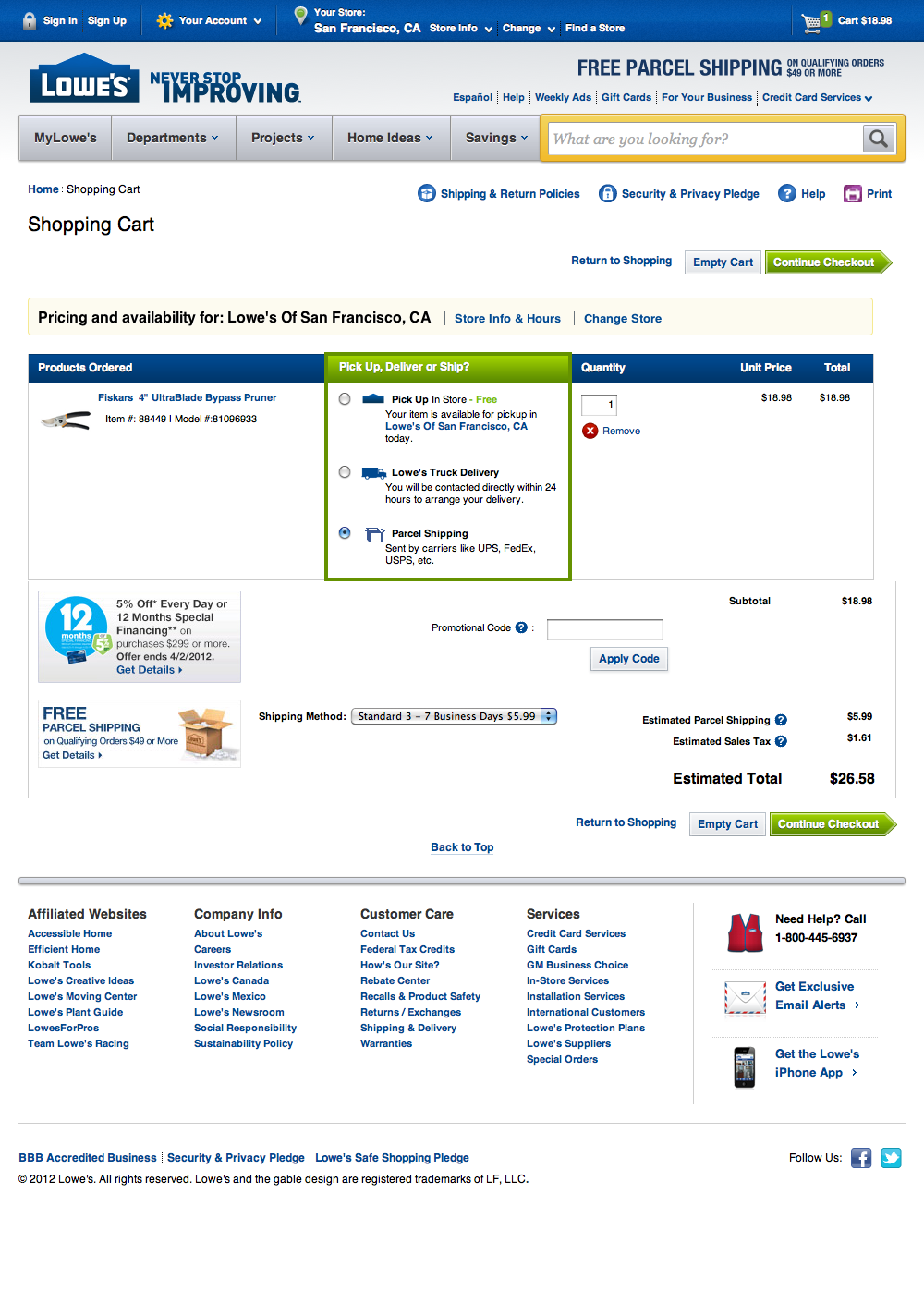 Desktop screenshot of Lowe’s