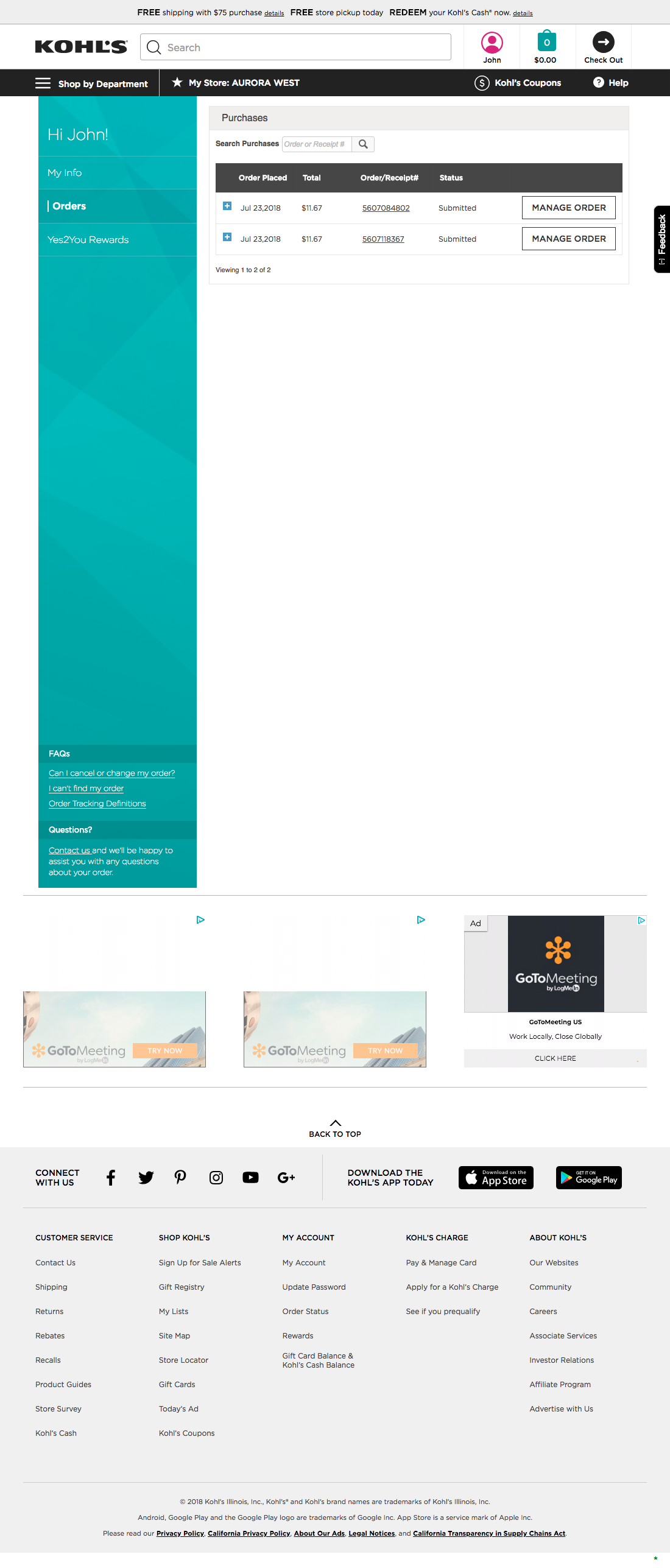 Kohl’s Orders Overview 100 of 121 Orders Overview Examples Baymard