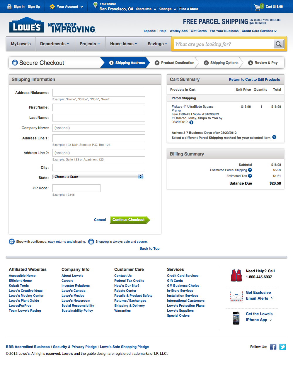 Desktop screenshot of Lowe’s