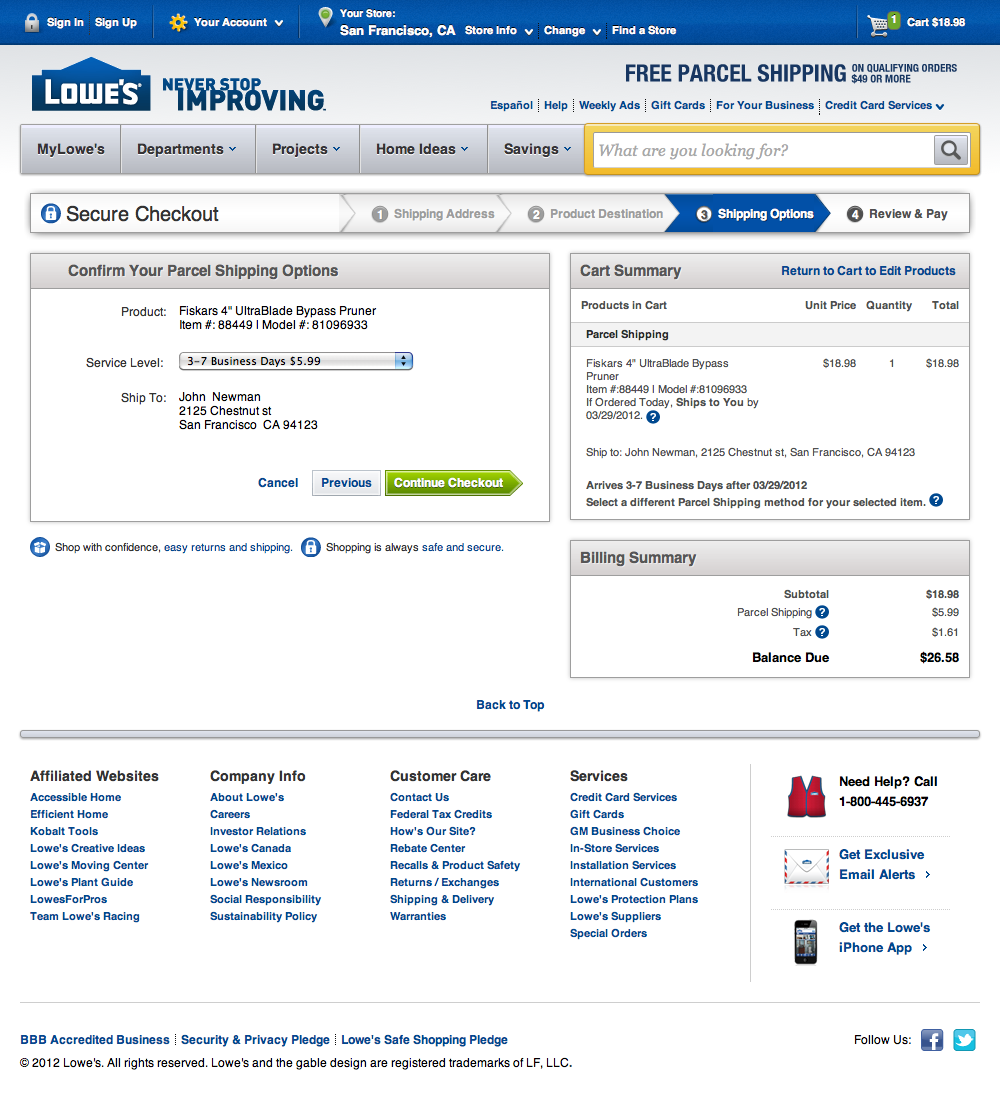 Desktop screenshot of Lowe’s