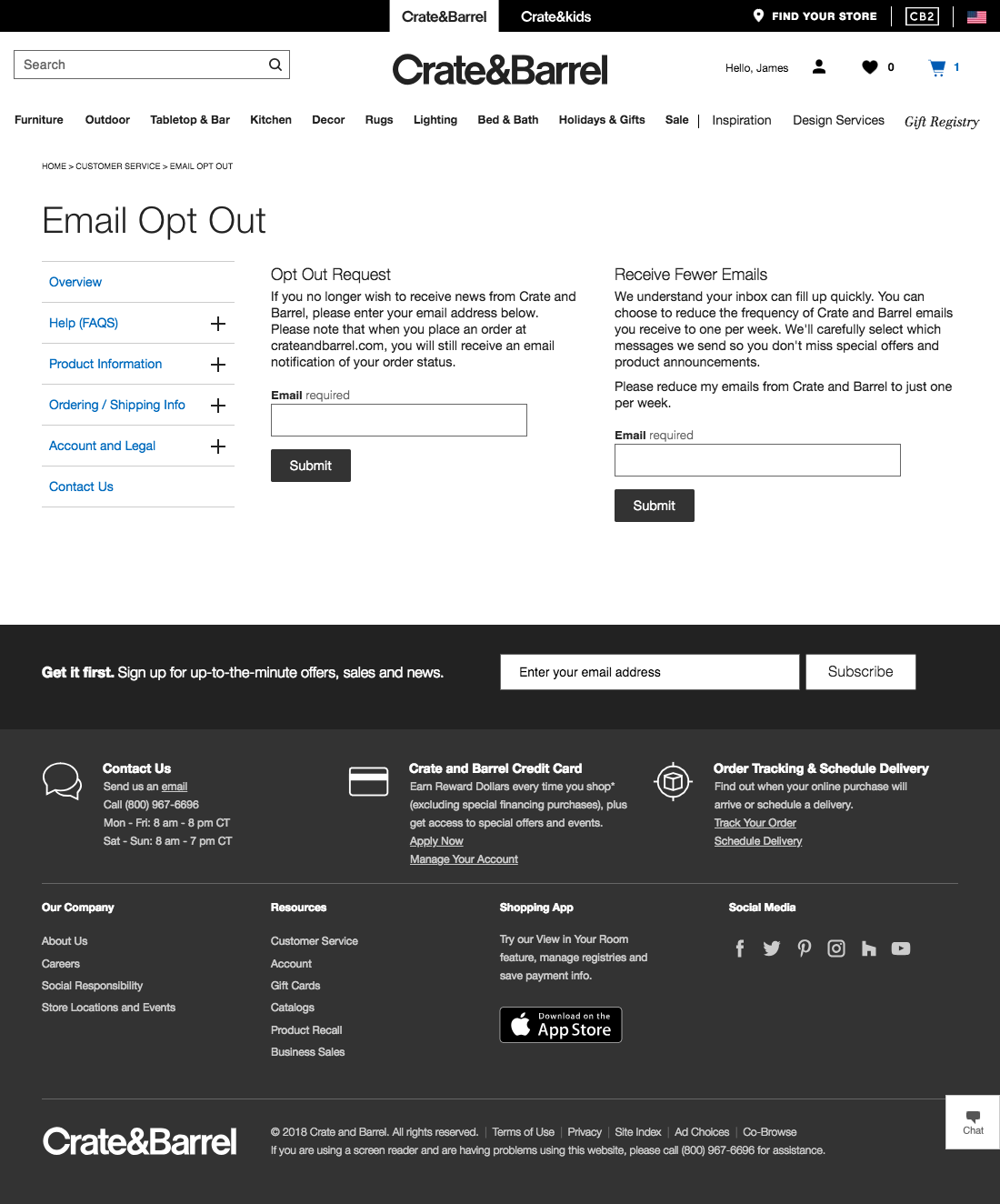 Desktop screenshot of Crate &amp; Barrel