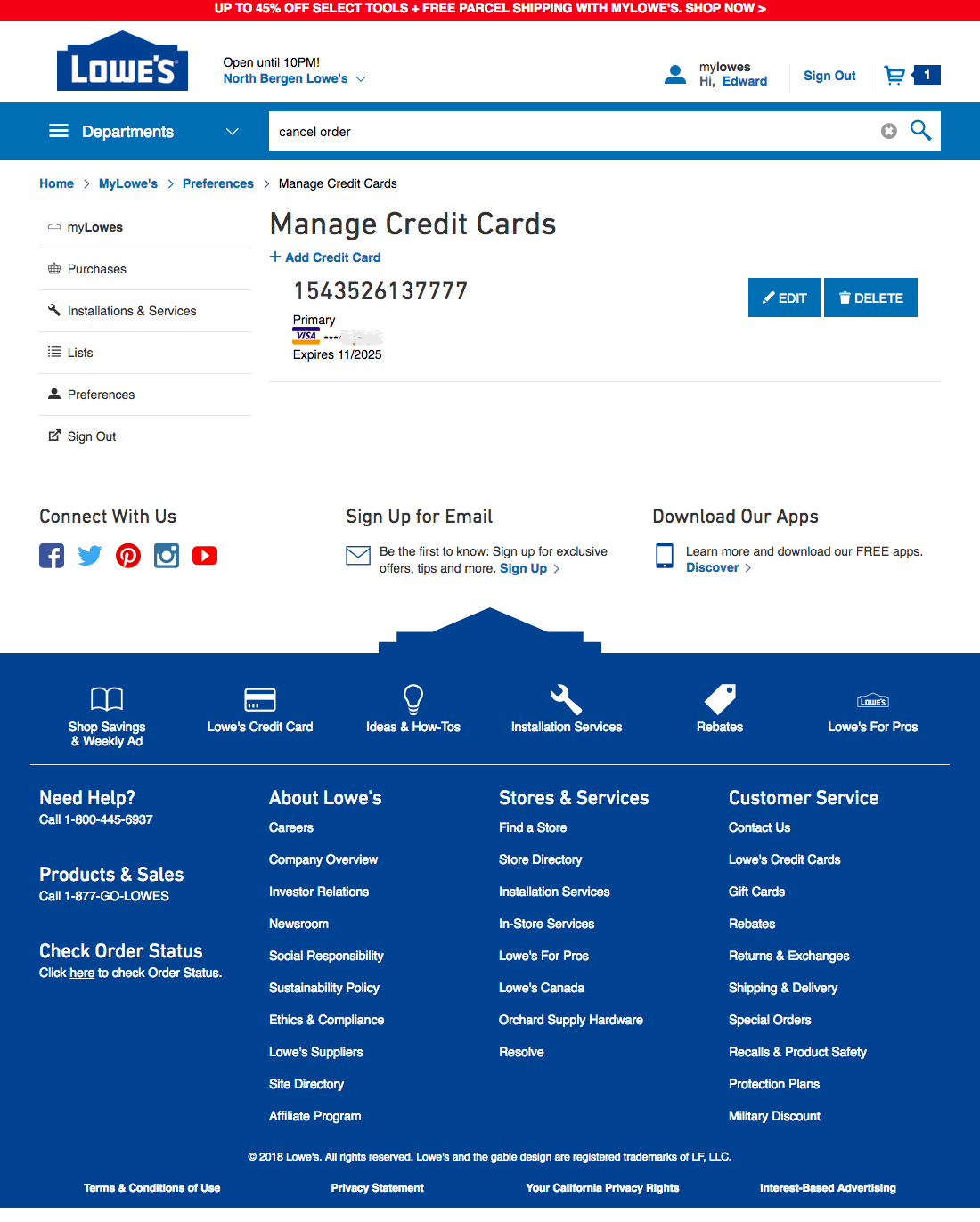 Desktop screenshot of Lowe’s