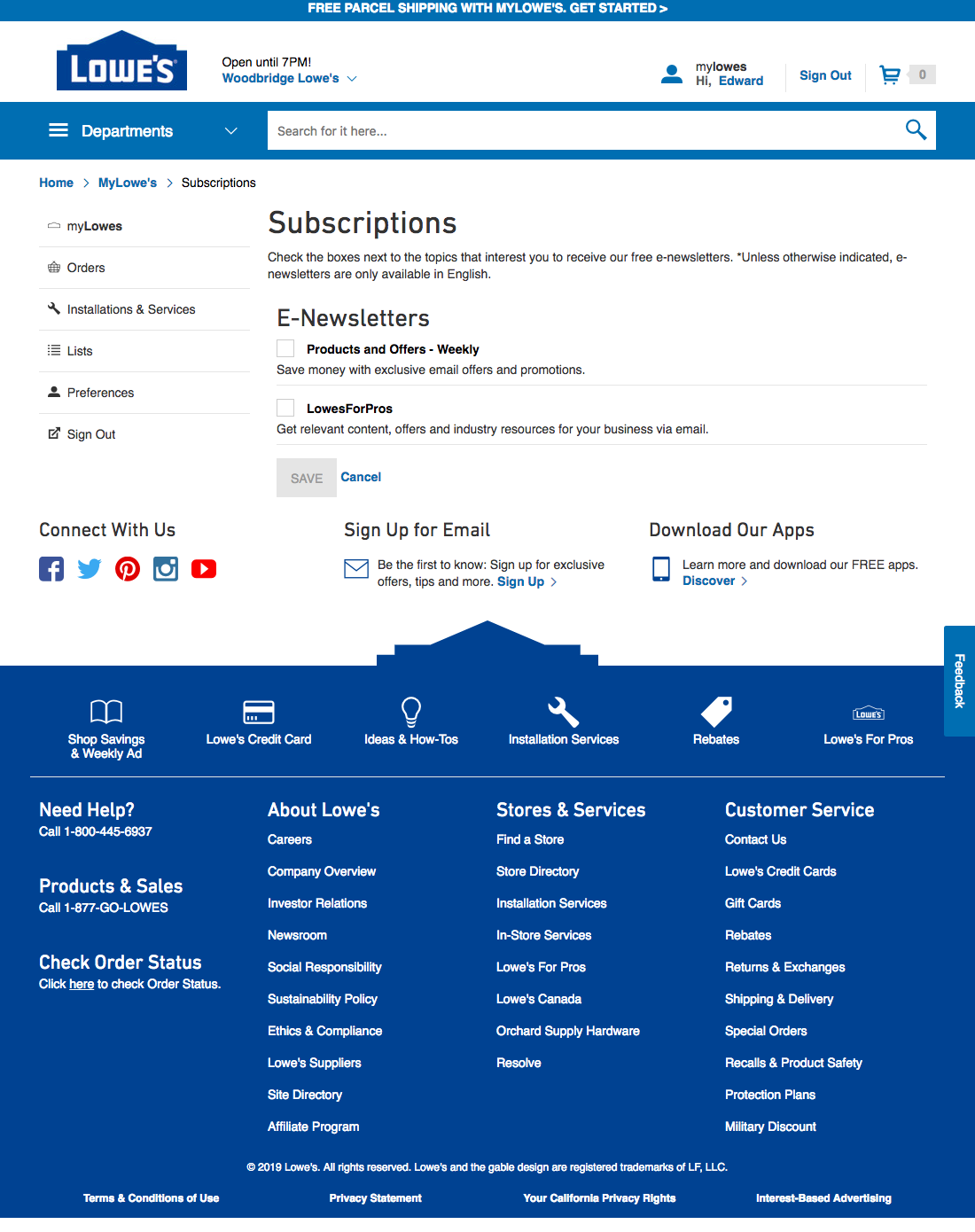 Desktop screenshot of Lowe’s