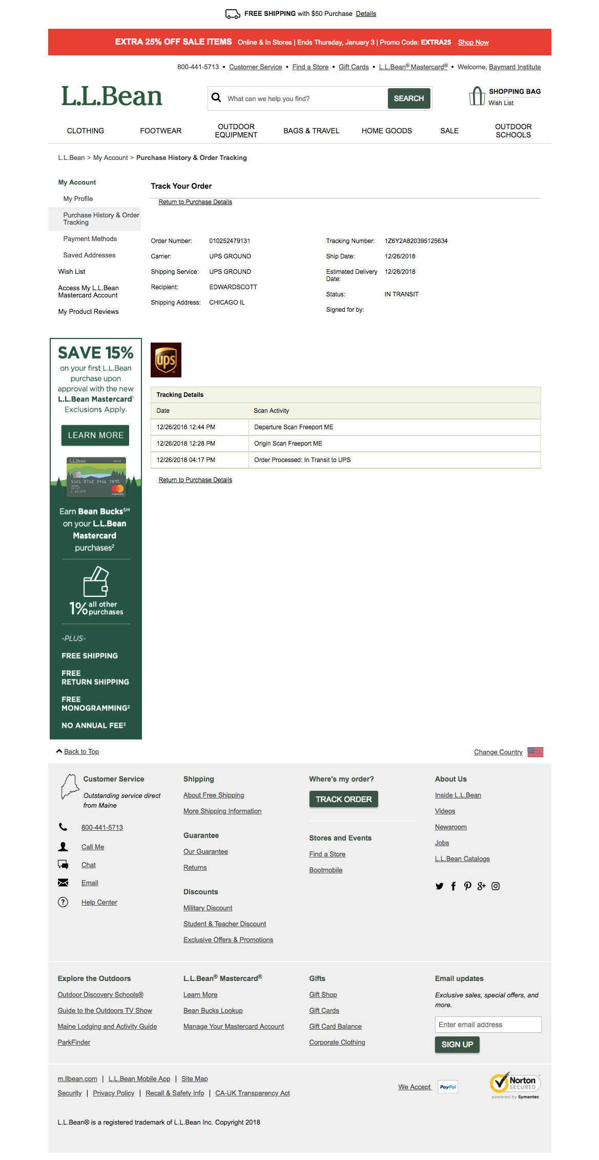 L.L. Bean’s Order Tracking Page 134 of 151 Order Tracking Page