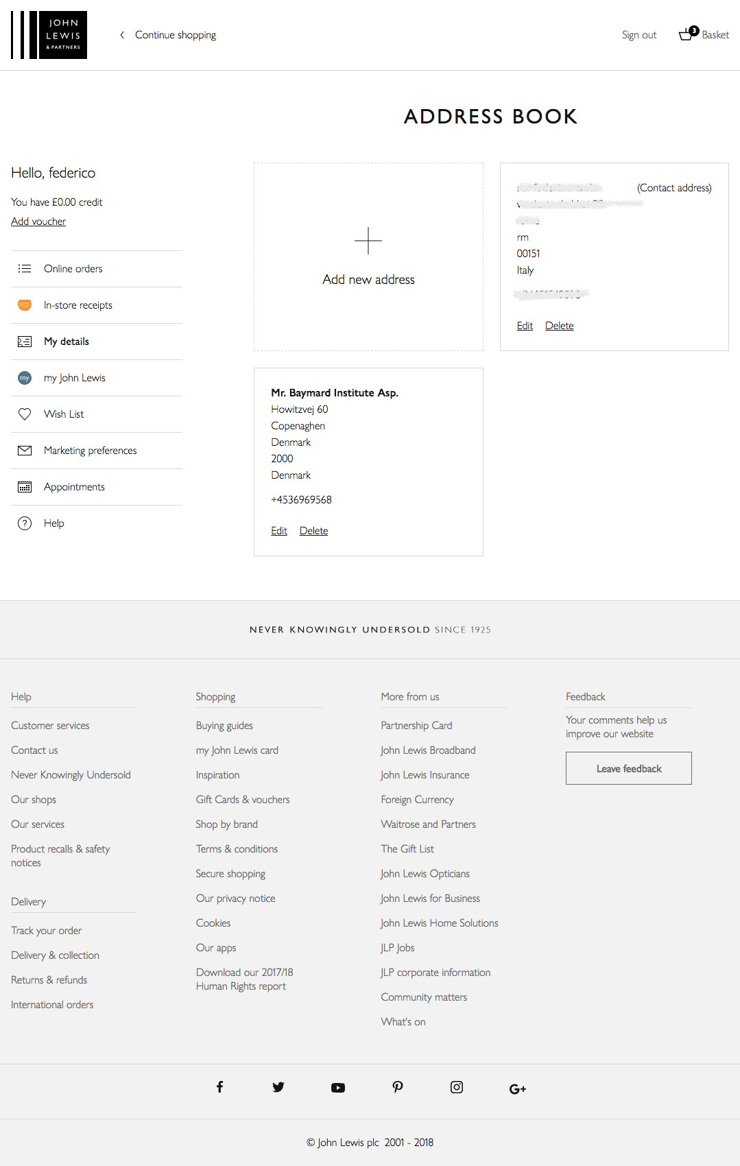 John Lewis’ Address Book 406 of 428 Address Book Examples Baymard