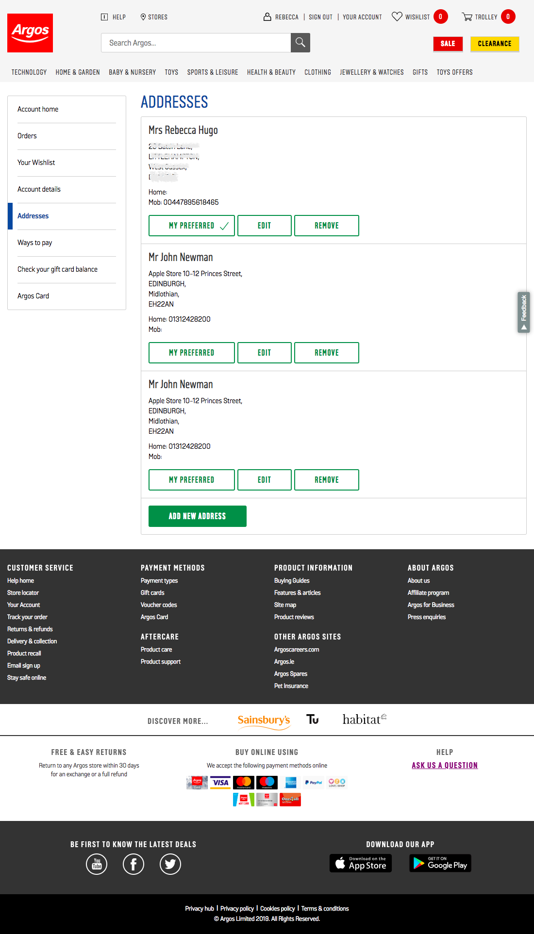 Argos’ Address Book 335 of 371 Address Book Examples Baymard Institute