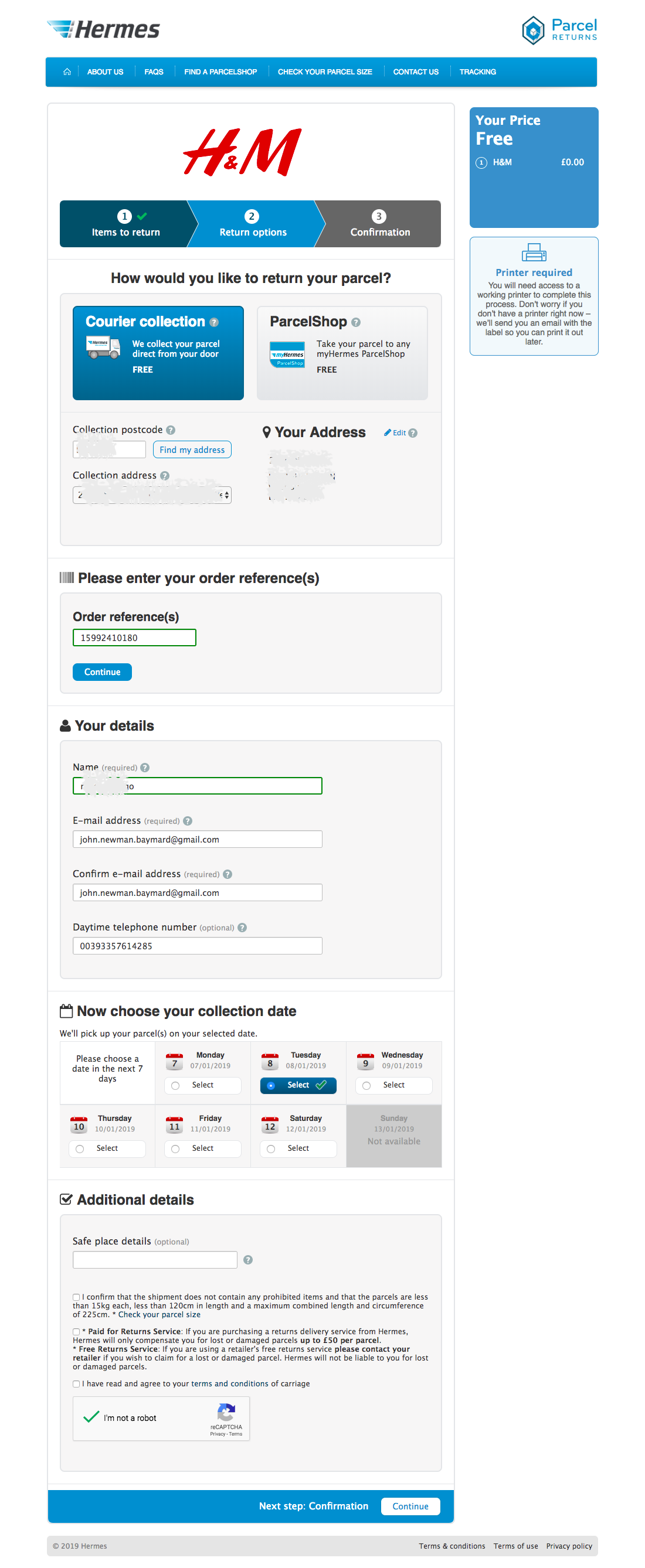 H&M’s Order Returns 82 of 130 Order Returns Examples Baymard Institute