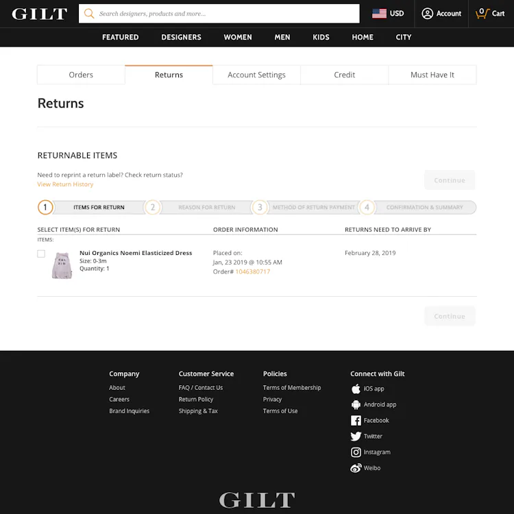 52 ‘Order Returns’ Design Examples – Baymard Institute