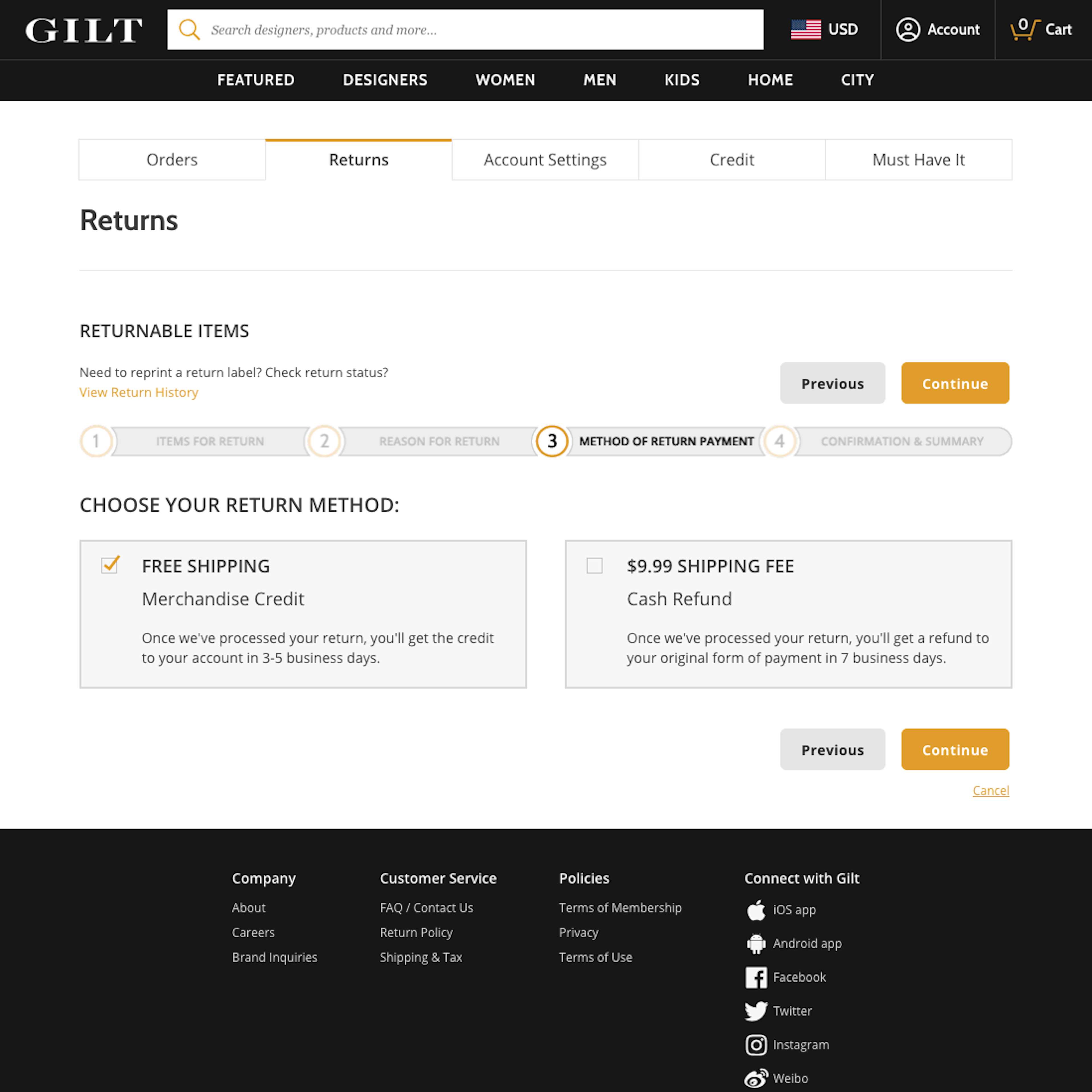 Desktop screenshot of Gilt