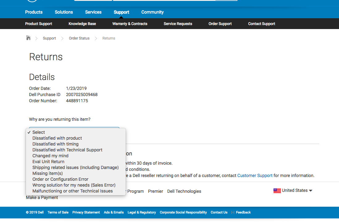 Dell’s Order Returns 121 of 130 Order Returns Examples Baymard