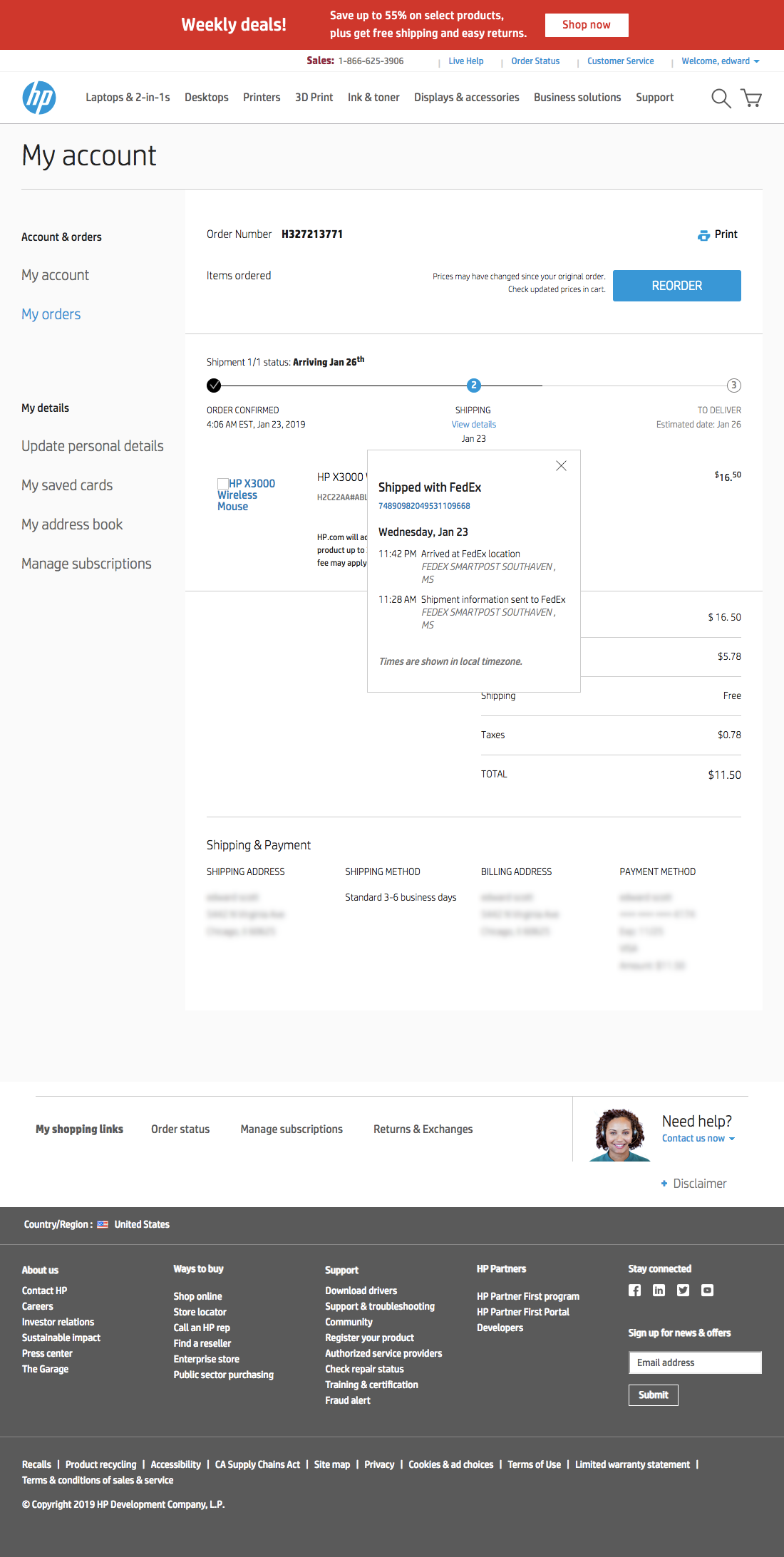 HP’s Order Tracking Page 132 of 151 Order Tracking Page Examples