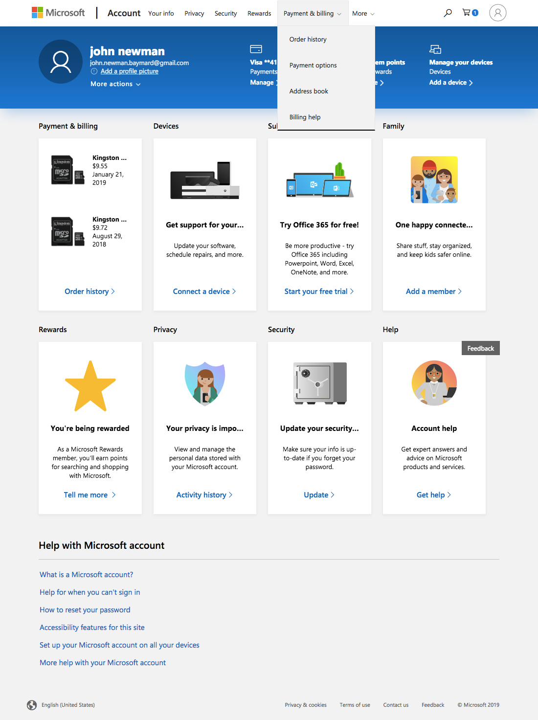 Microsoft’s Account Dashboard 495 of 517 Account Dashboard Examples