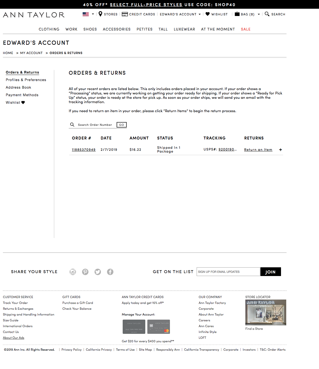 Ann Taylor’s Orders Overview 128 of 132 Orders Overview Examples
