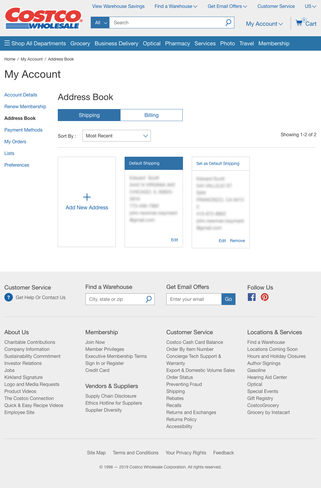 Costco’s Address Book 421 of 428 Address Book Examples Baymard