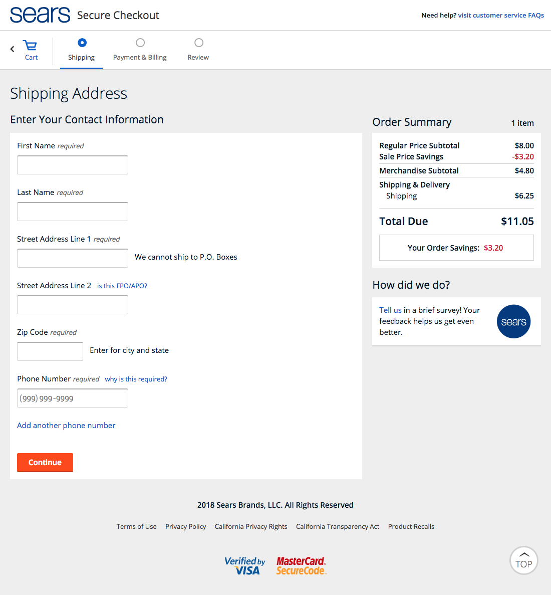 Sears’ Shipping Address 582 of 752 Shipping Address Examples