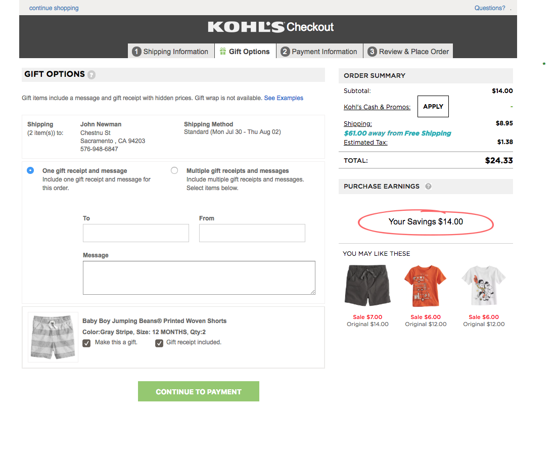 Desktop screenshot of Kohl’s