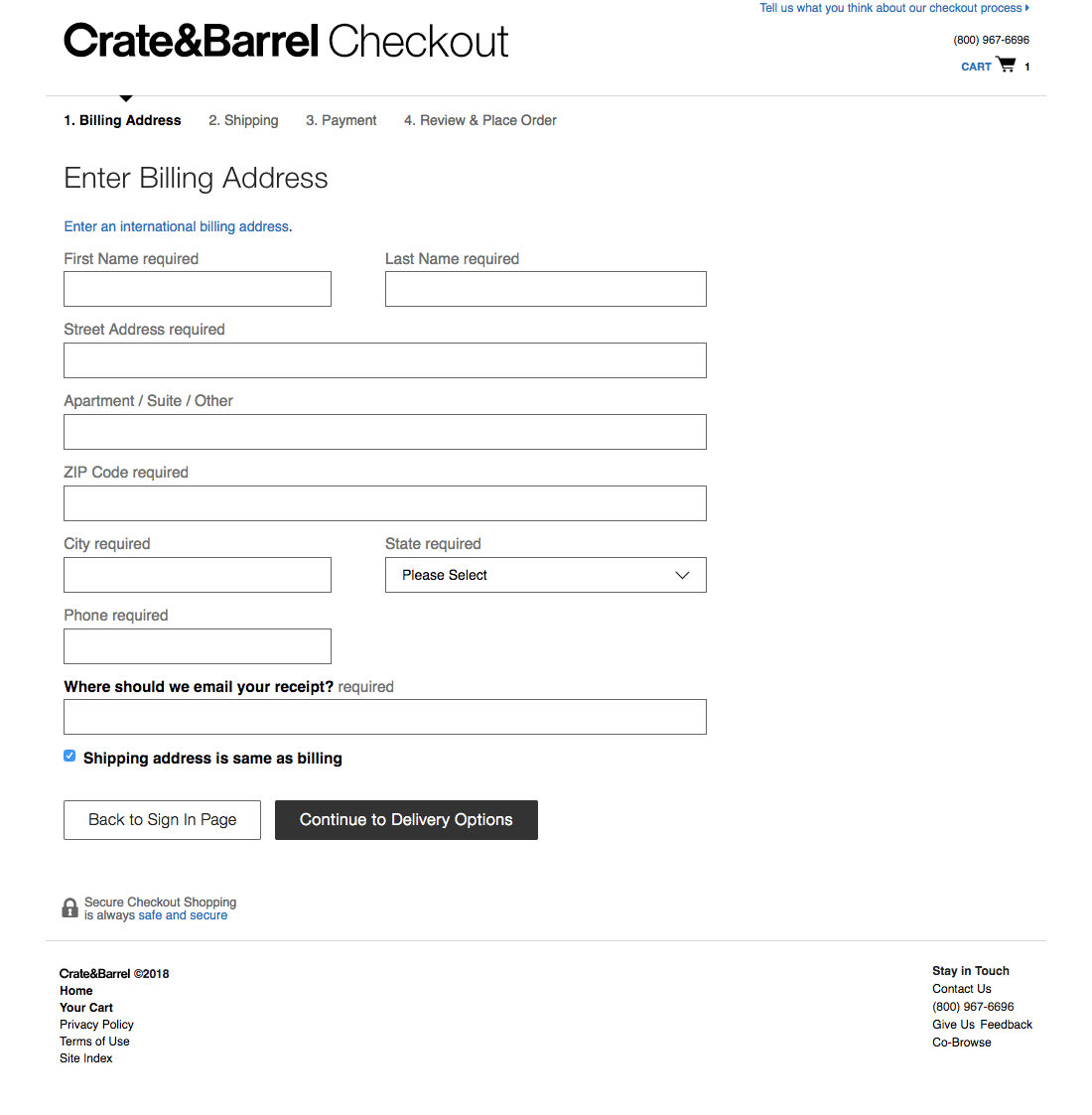 Desktop screenshot of Crate & Barrel