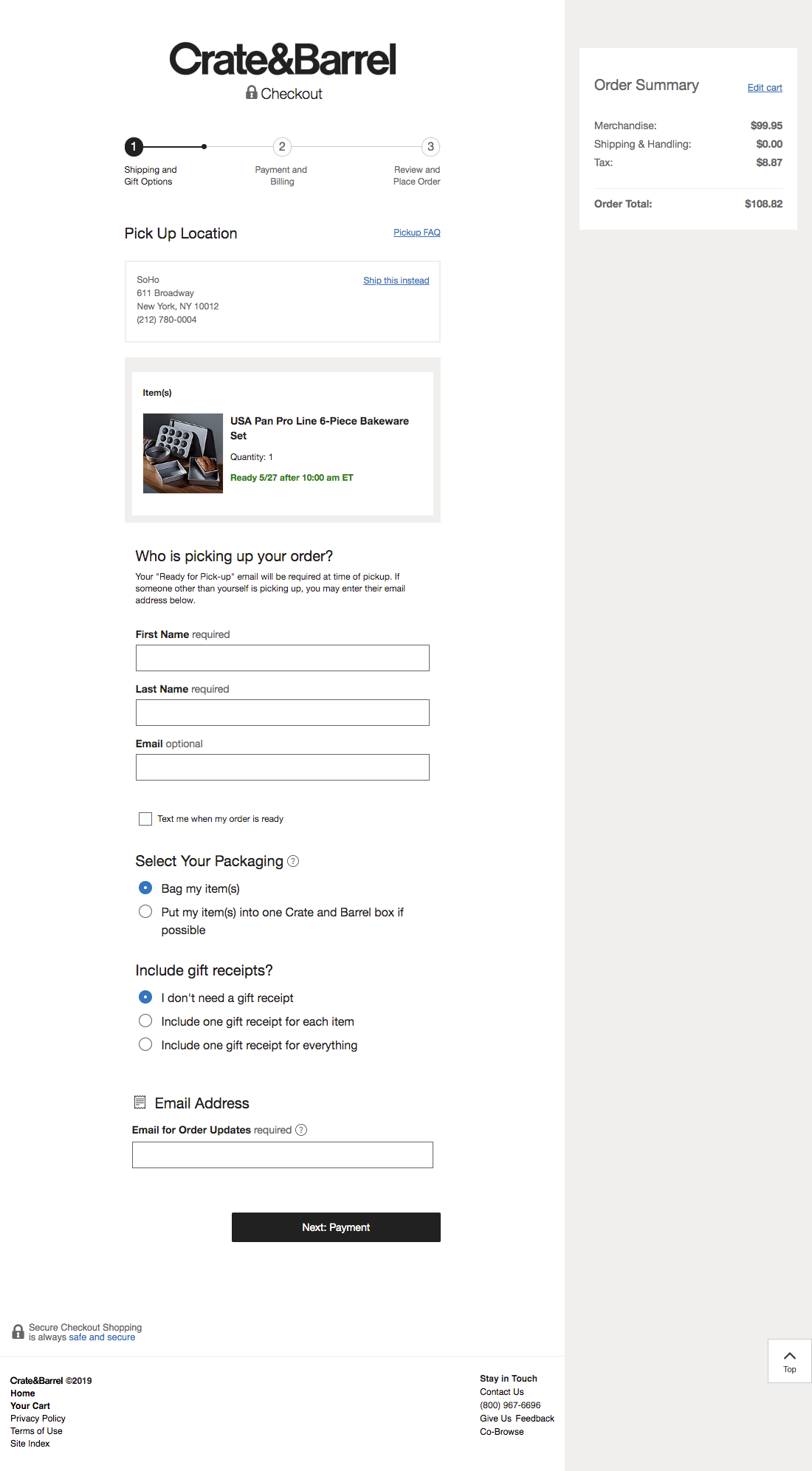 Desktop screenshot of Crate & Barrel