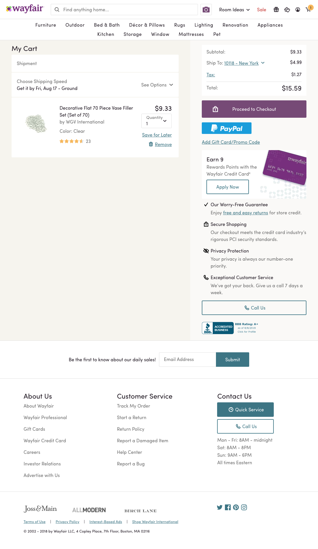 Wayfair’s Cart 511 of 704 Cart Examples Baymard Institute