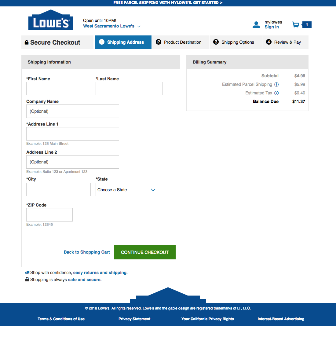 Desktop screenshot of Lowe’s