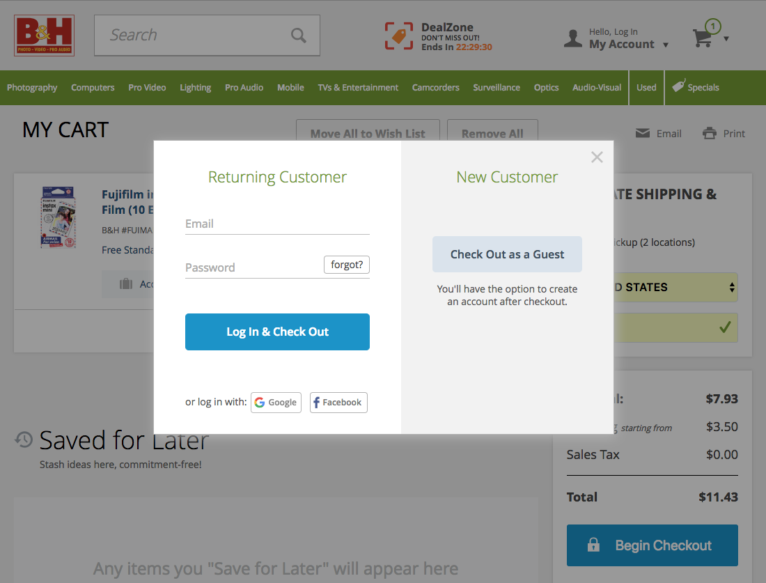 Desktop screenshot of B&H Photo